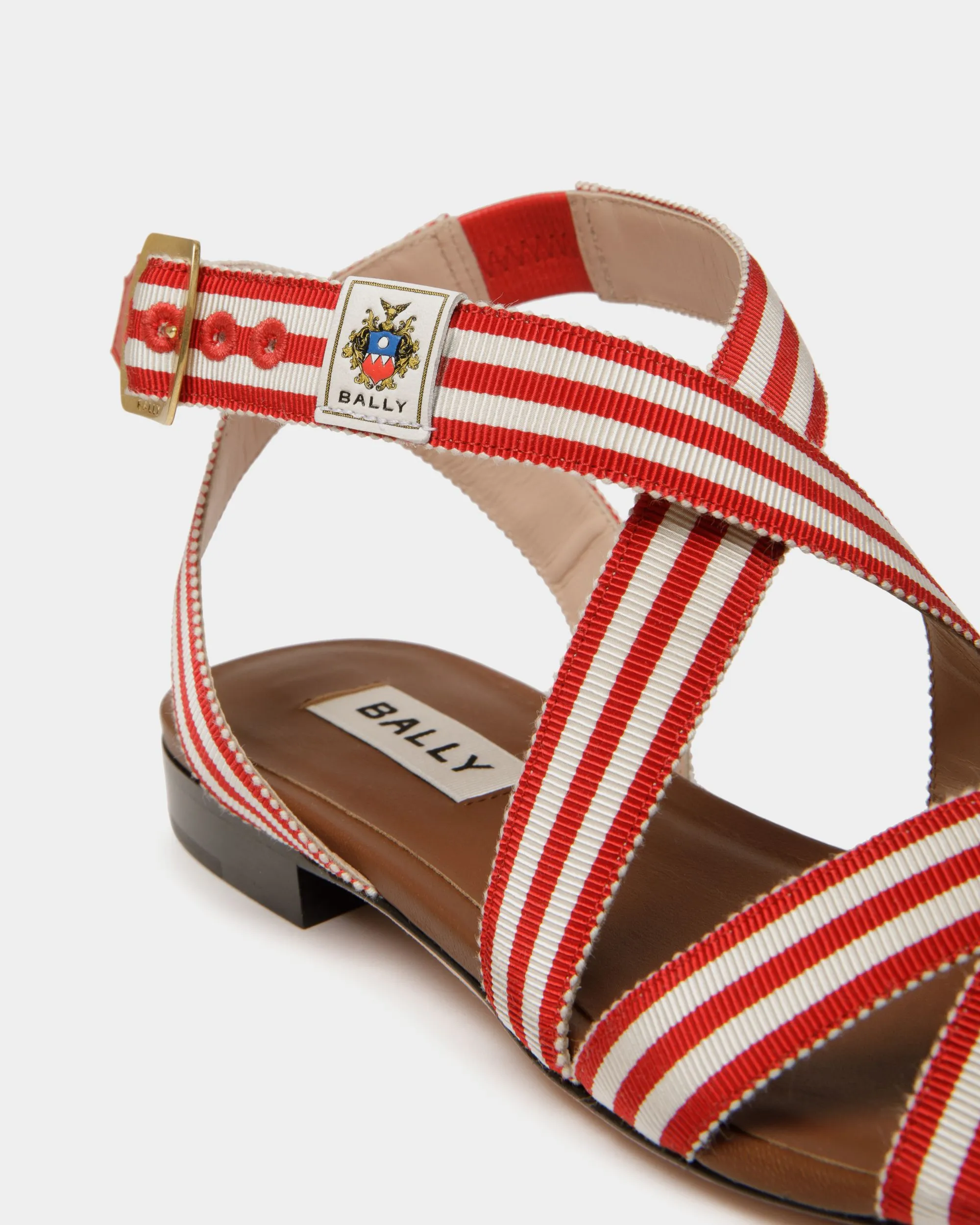 Sylt Flat Sandal in Red Fabric