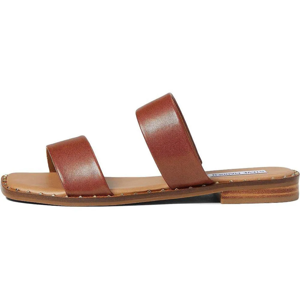 Talented Cognac Studded Flat Sandals