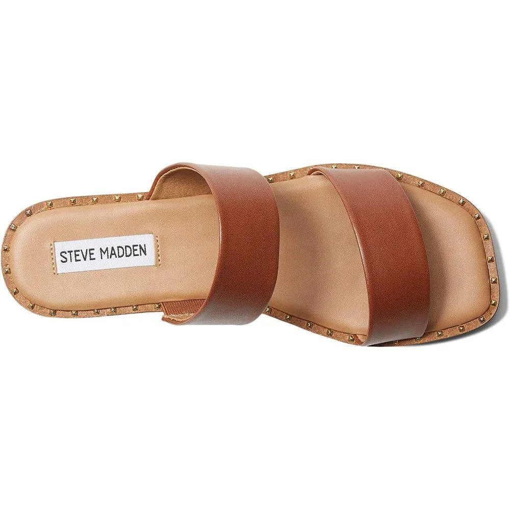 Talented Cognac Studded Flat Sandals