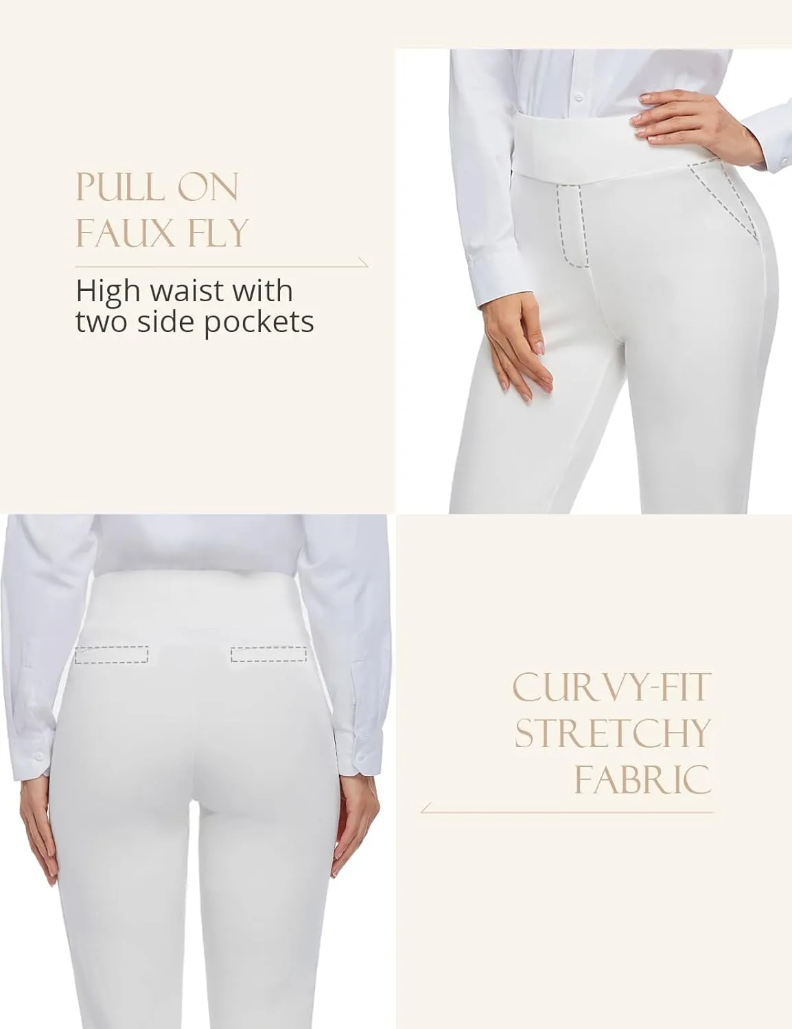 Tapata Women's 26''/28''/30'' Skinny Dress Pants High Waist Slacks for Office Work Business Casual Tall Petite Stretch Pants