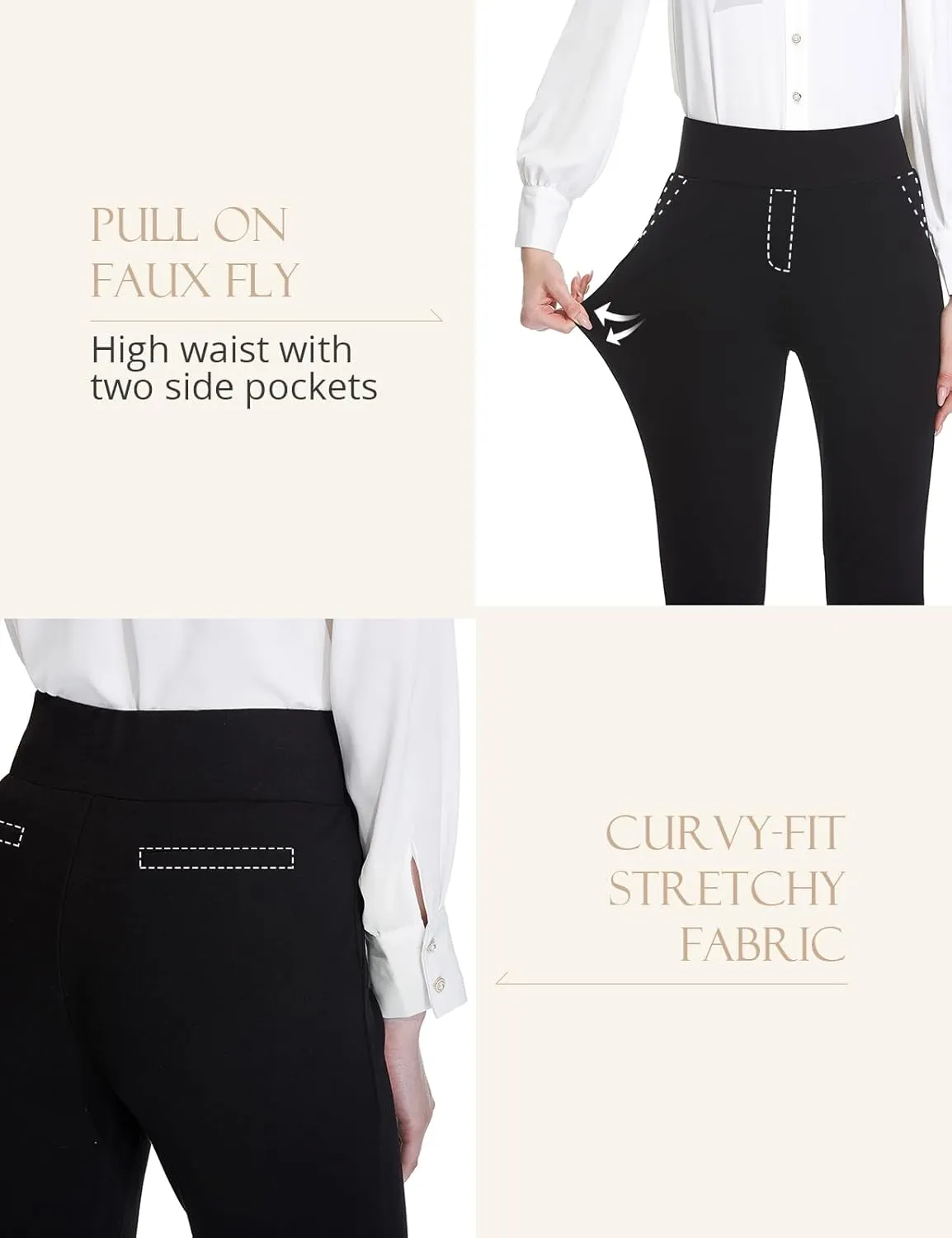 Tapata Women's 26''/28''/30'' Skinny Dress Pants High Waist Slacks for Office Work Business Casual Tall Petite Stretch Pants