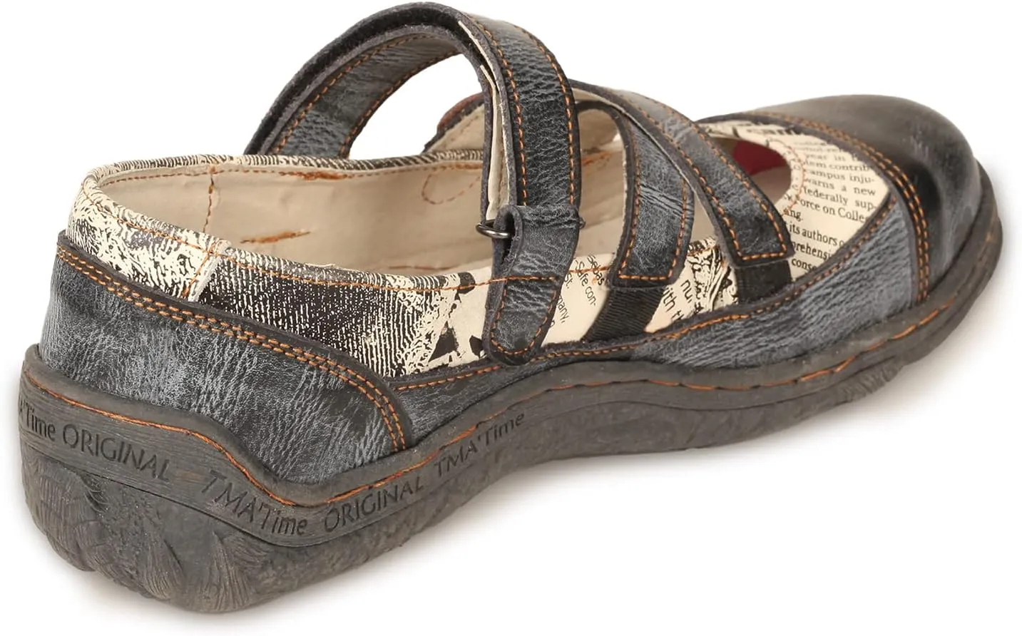 TMA EYES Button Criss Cross Strap Leather Women Flat Shoes