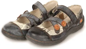 TMA EYES Button Criss Cross Strap Leather Women Flat Shoes