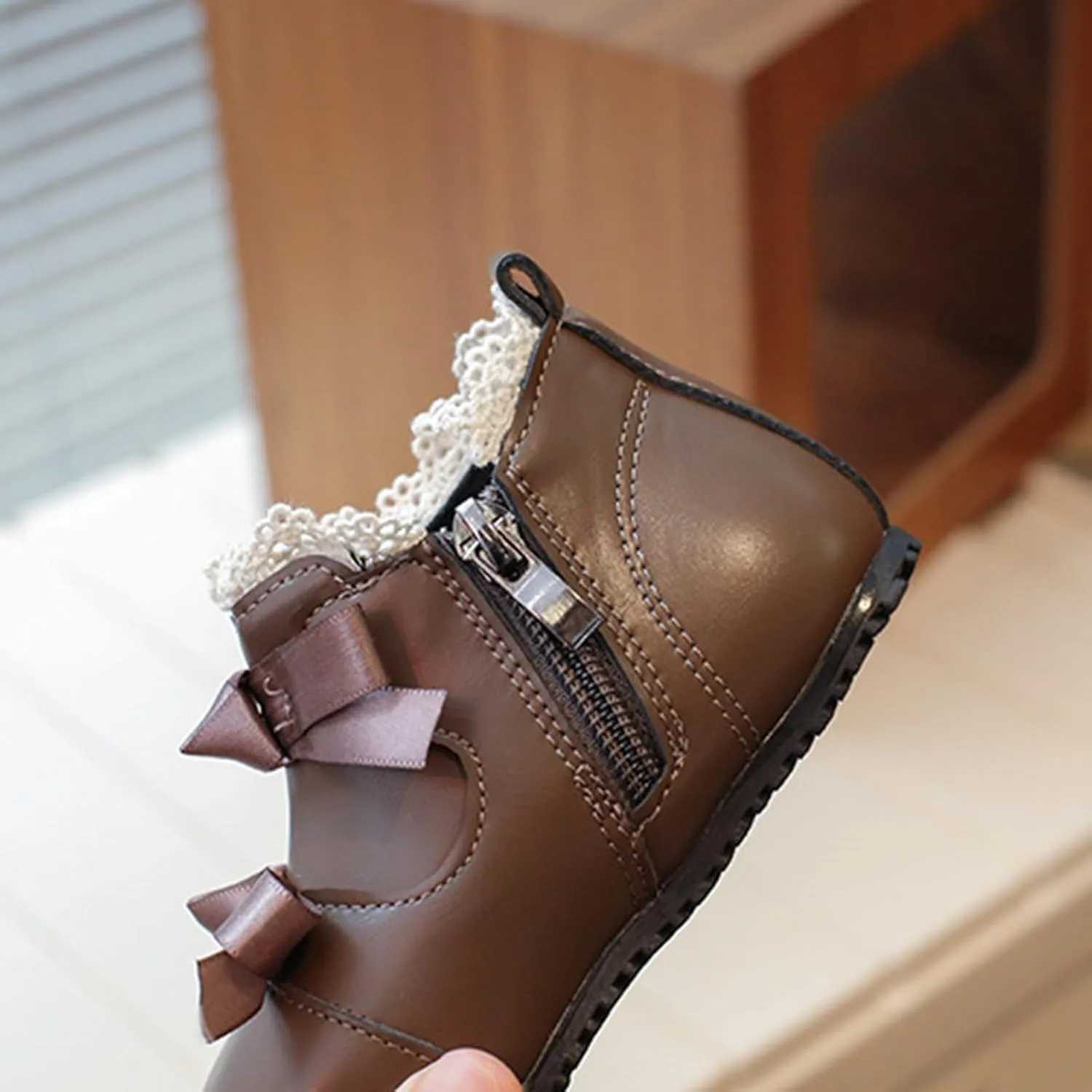 Toddler Little Girls Lace Bowtie Dress Shoes Wedding Pa𝗿𝘁y Mary Jane Ballerina Flat Teen Girls Sized 7 Boots