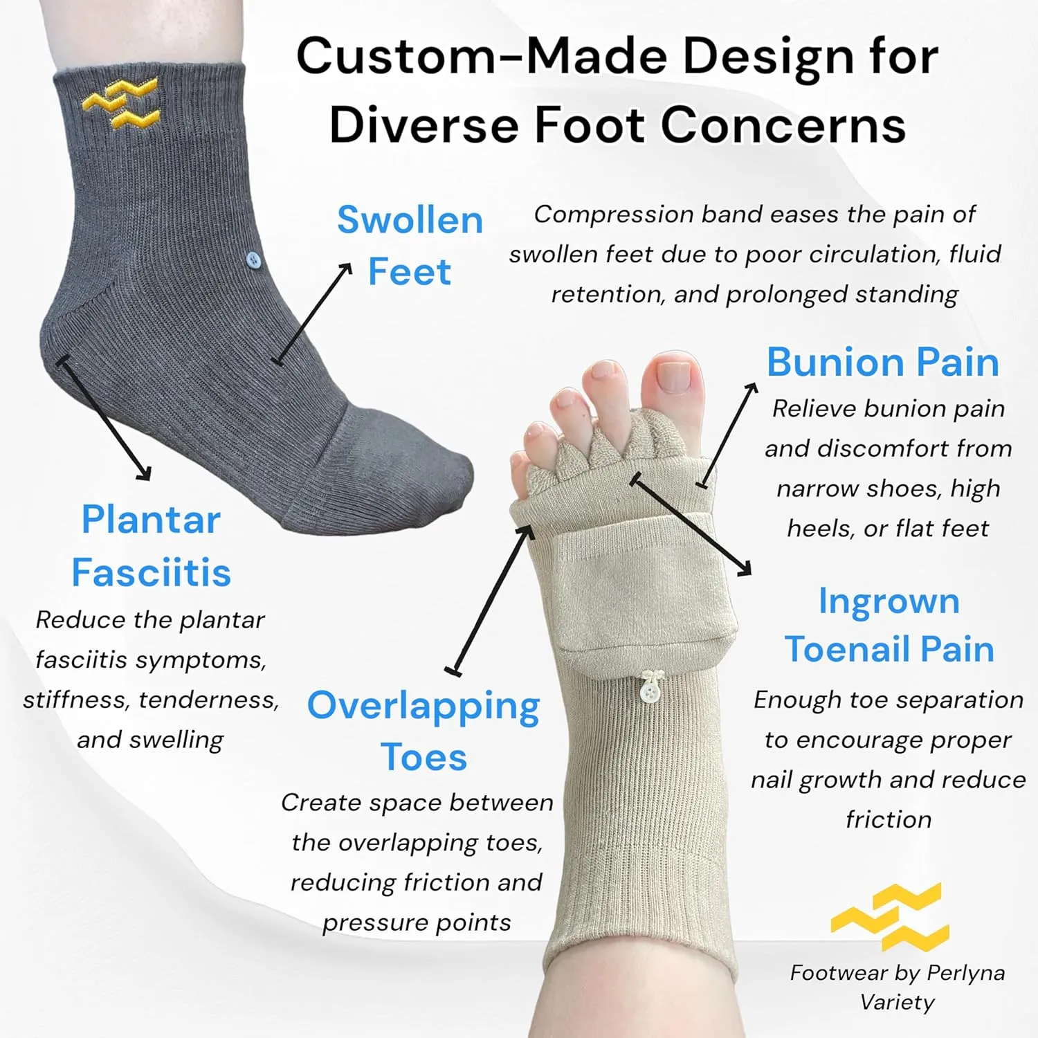 Toe Separator Socks for Women and Men Foot Alignment Bunion Relief Overlapping Toes Yoga Massage Socks