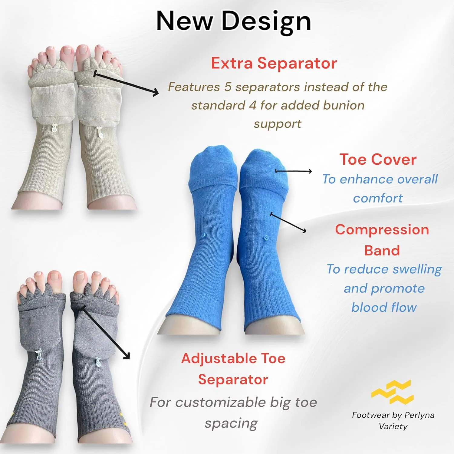 Toe Separator Socks for Women and Men Foot Alignment Bunion Relief Overlapping Toes Yoga Massage Socks