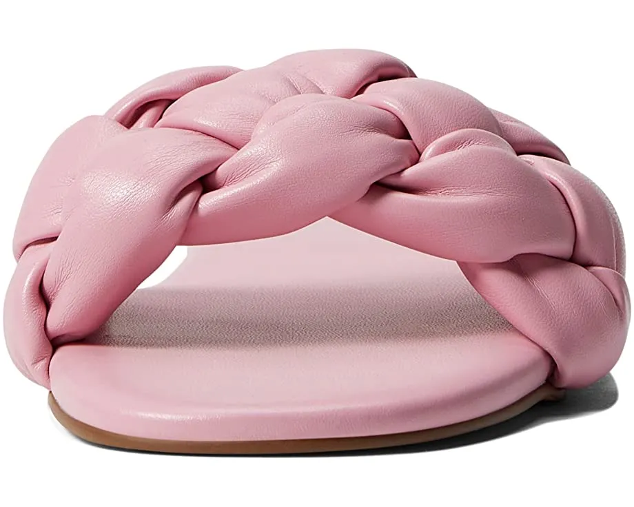 Top choice 3 West Light Braided Open Rounded Pink Leather Sandals Faux Valentine's Day discount Lula Slide Nine Toe
