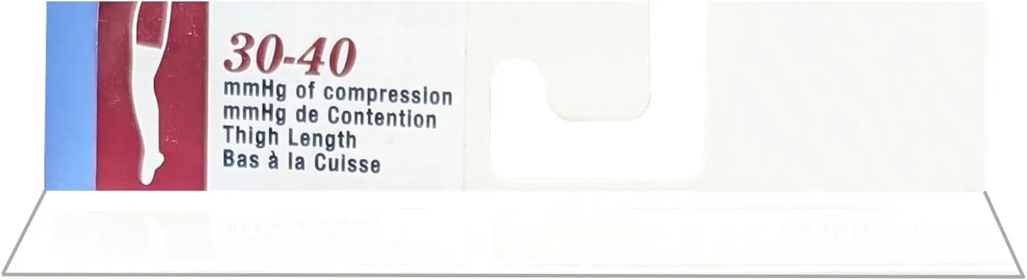 Truform 30-40 mmHg Compression Stockings for Men and Women, Thigh High Length, Dot-Top, Closed Toe, Beige, Medium