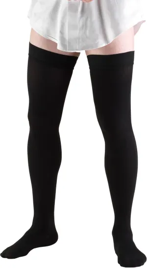 Truform Compression Socks, 20-30 mmHg, Men's Dress Socks, Thigh High Over Knee Length, Black, Large