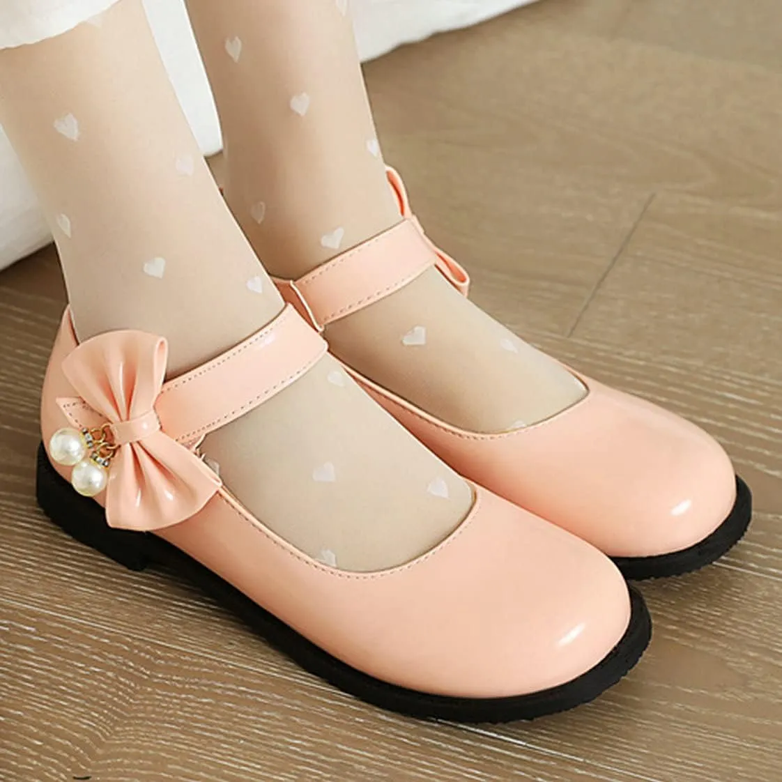 UniqueStride Womens Ballet Mary Janes Flats Patent Leather Platform Low Heels Pumps Round Toe Buckle Strap Cute Shoes