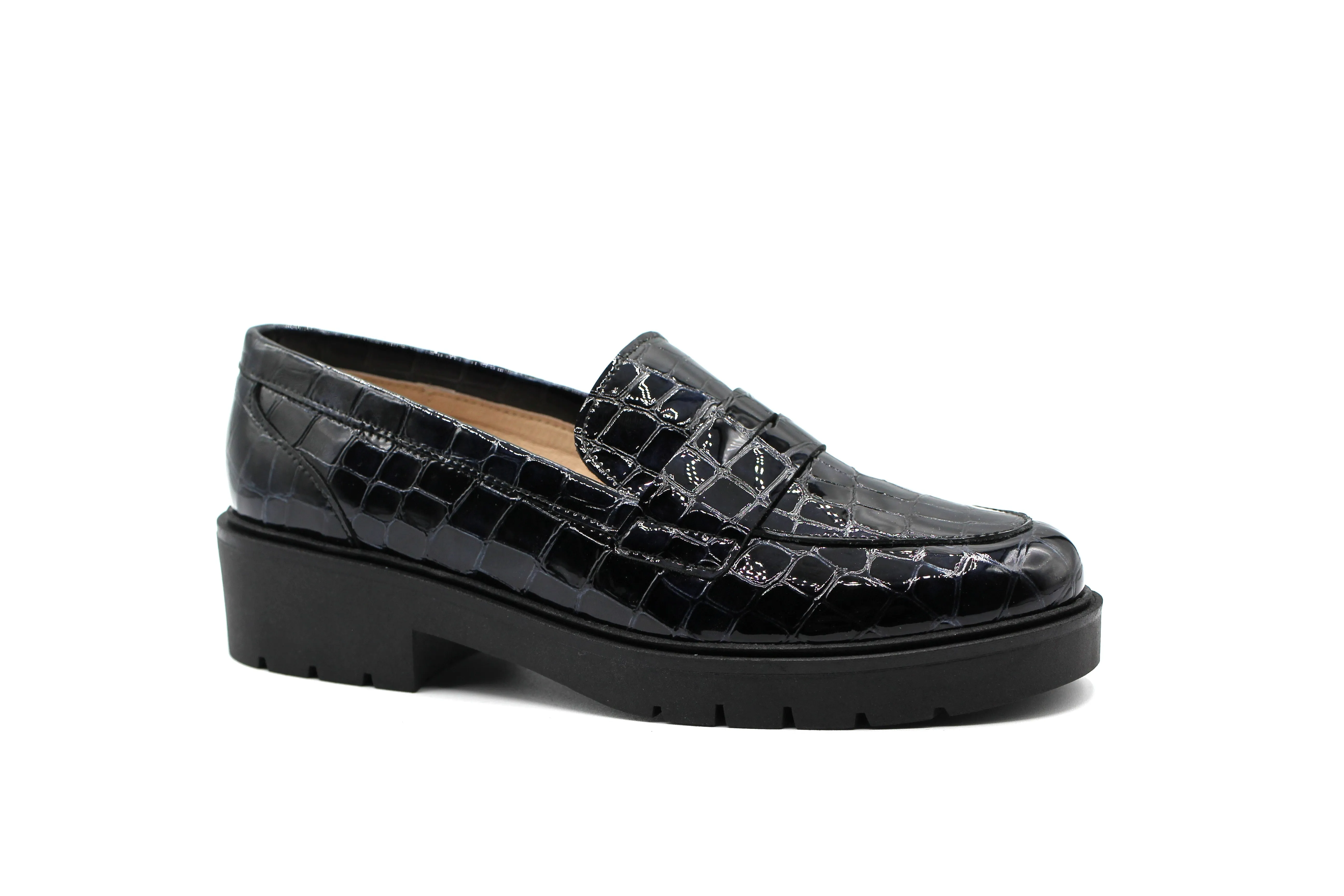 Valencia Black Crco Chunky Penny Loafer