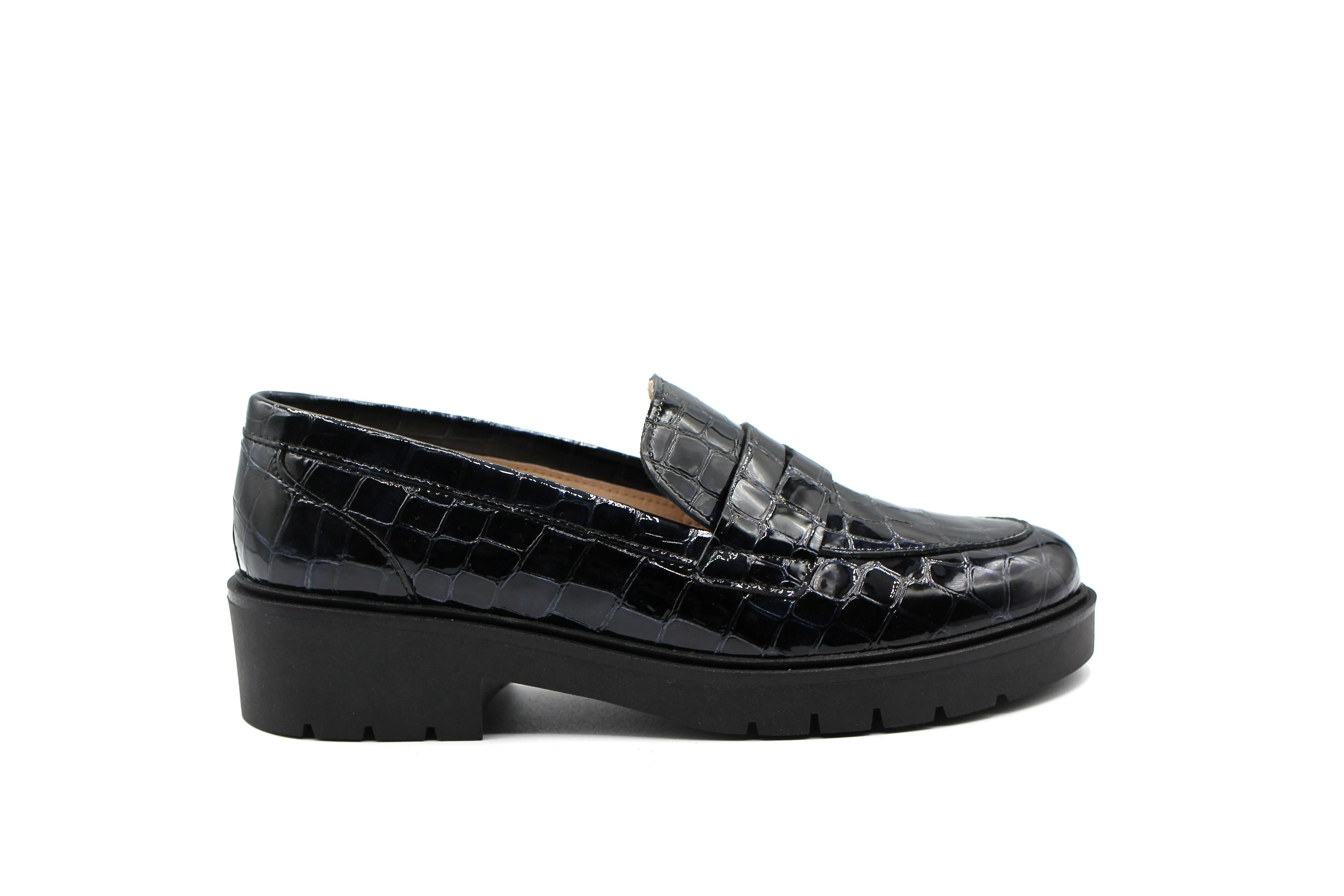Valencia Black Crco Chunky Penny Loafer