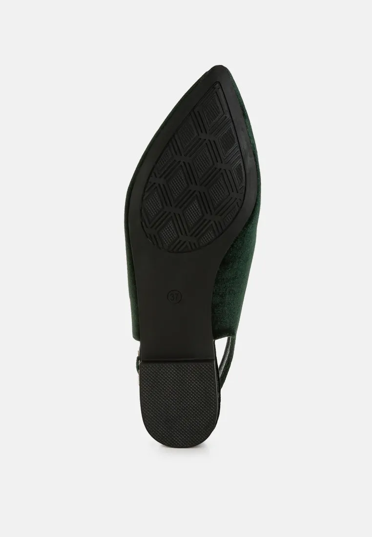 Velvet Slingback Flat Sandals By RAG