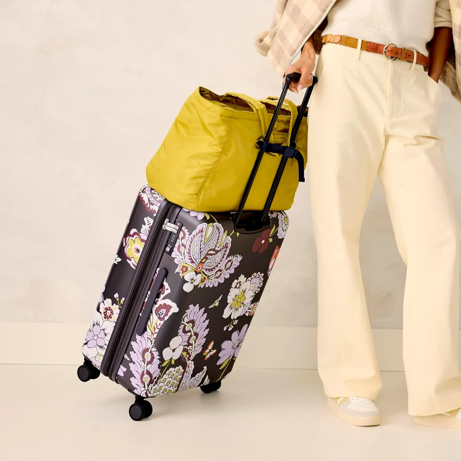 Vera Bradley Women's Hardside Luggage 26 Inch Adair Spinner, Subtle Bouquet, One Size