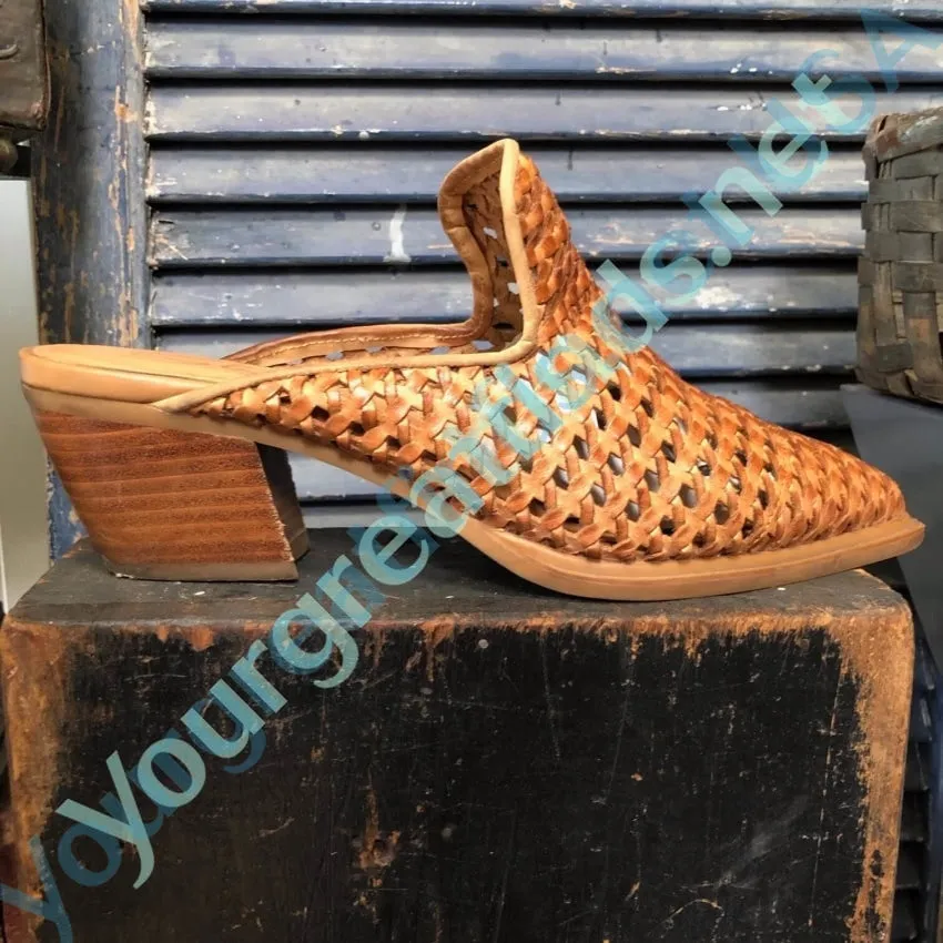 Vintage Woven Brown Leather Mules Sbicca Size 7 Shoes