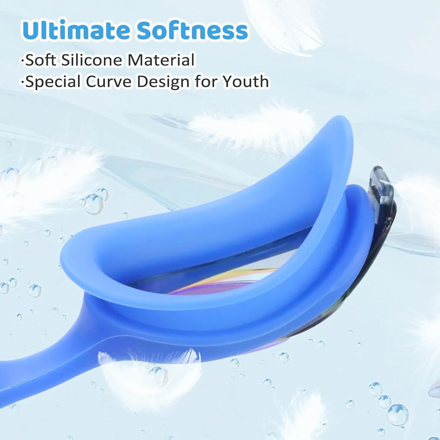Vvinca Kids Swim Goggles with Bungee Strap No Leaking Anti Fog Toddler Goggles with Quick Adjust Ages 3-14