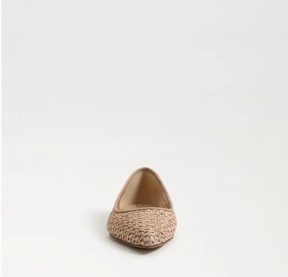 Wanda Pointed Toe Flat - Tan Raffia