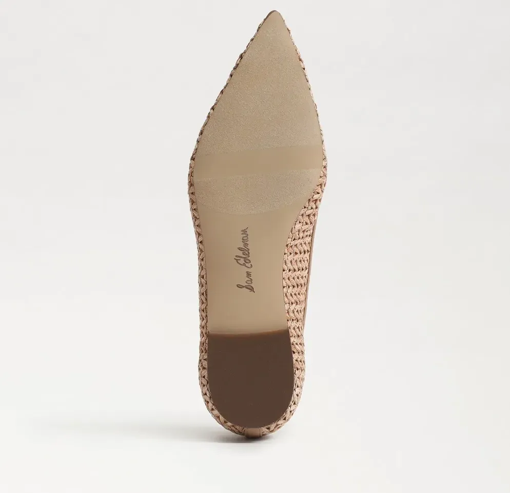 Wanda Pointed Toe Flat - Tan Raffia