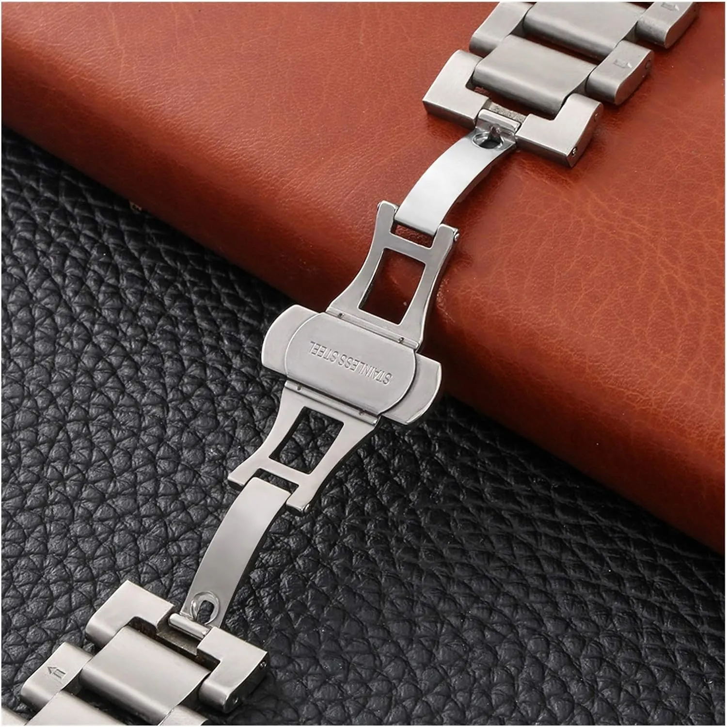 Watch Strap 18mm 20mm 22mm Stainless Steel Bracelet Silver Metal Nagged Wrist Band with Spring for Replacement Wristband for Men and Women