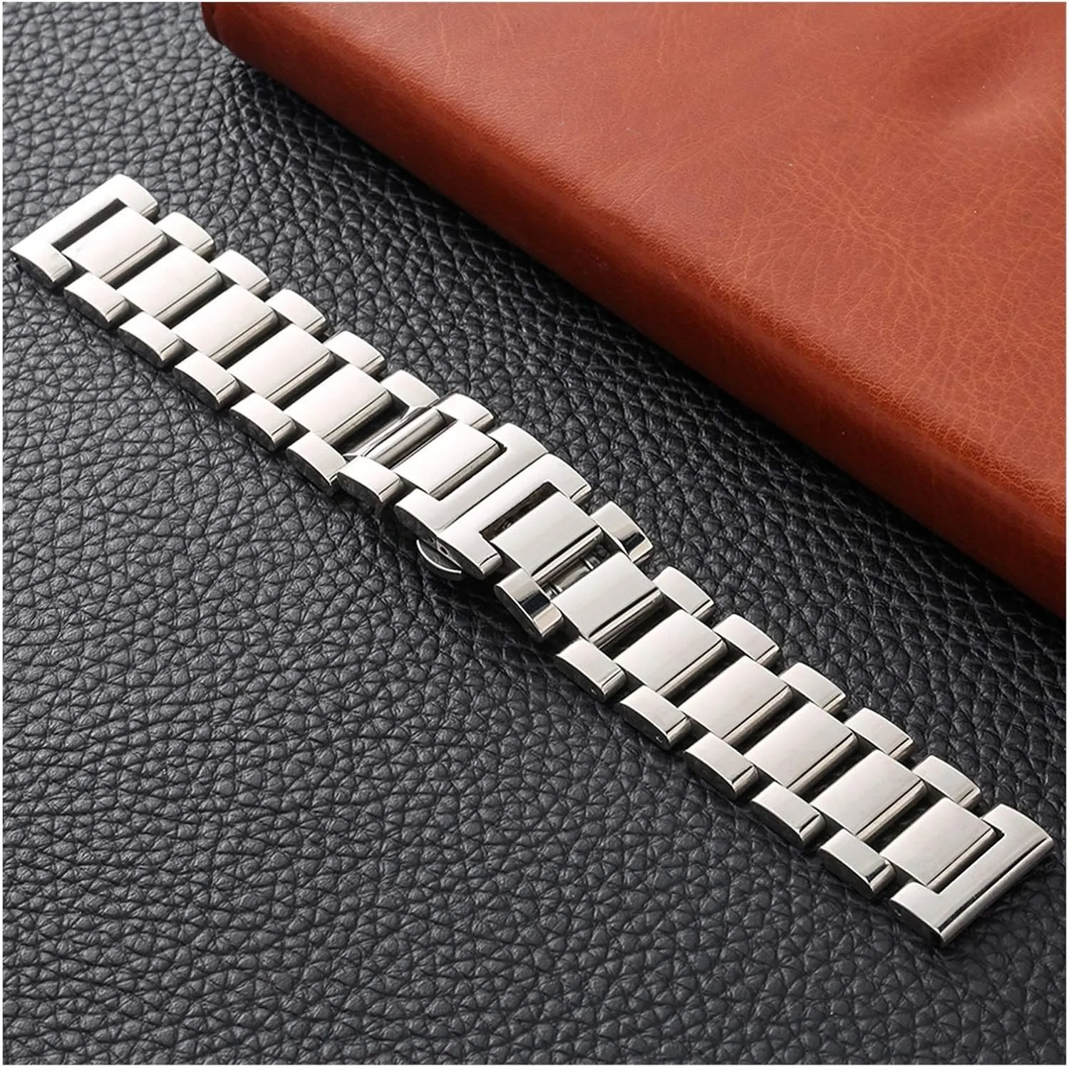 Watch Strap 18mm 20mm 22mm Stainless Steel Bracelet Silver Metal Nagged Wrist Band with Spring for Replacement Wristband for Men and Women