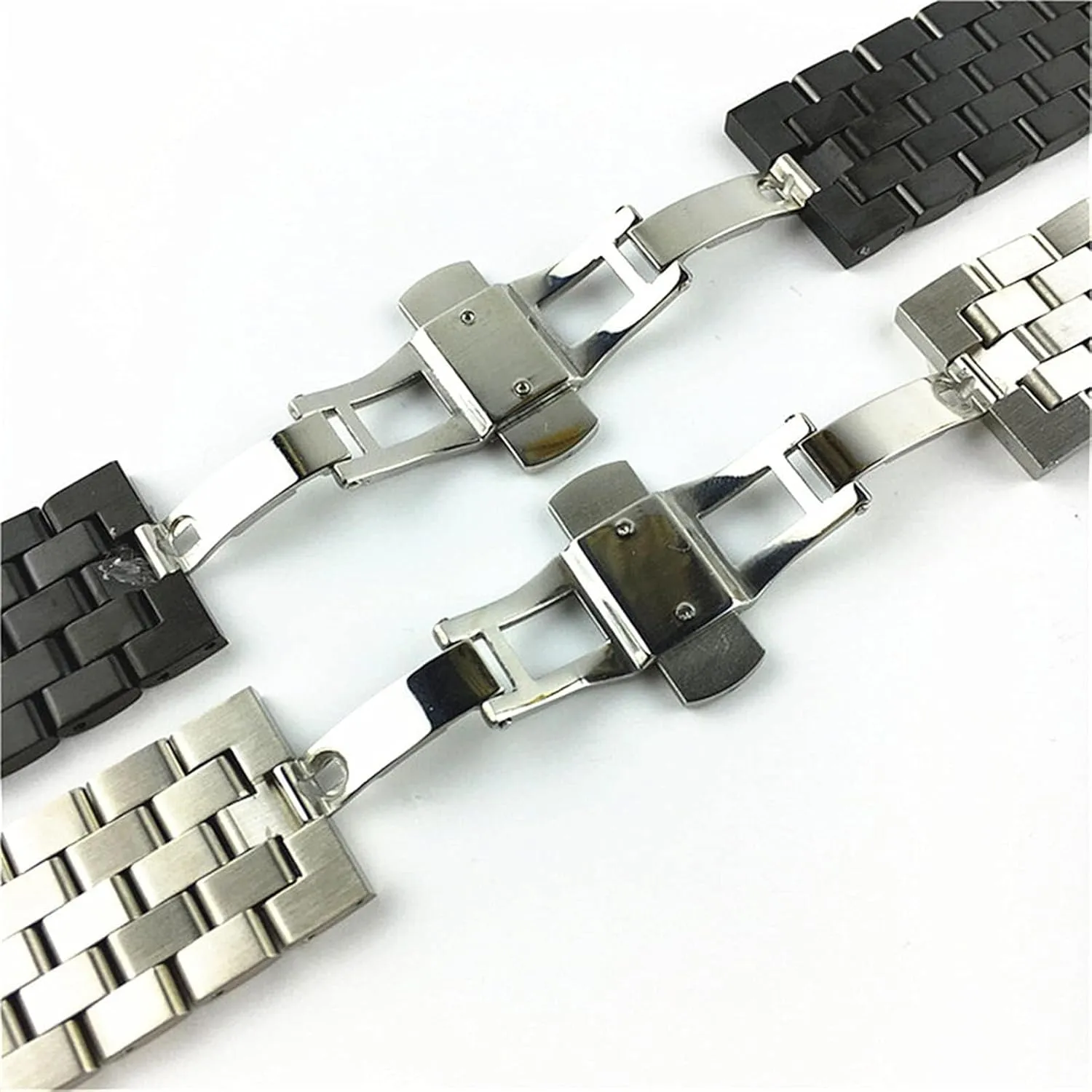 Watch Strap Stainless Steel Flat Interface Band Men's And Women's Metal Matte Butterfly Buckle Wrist Belt 18mm19mm20mm21mm22mm24mm26mm