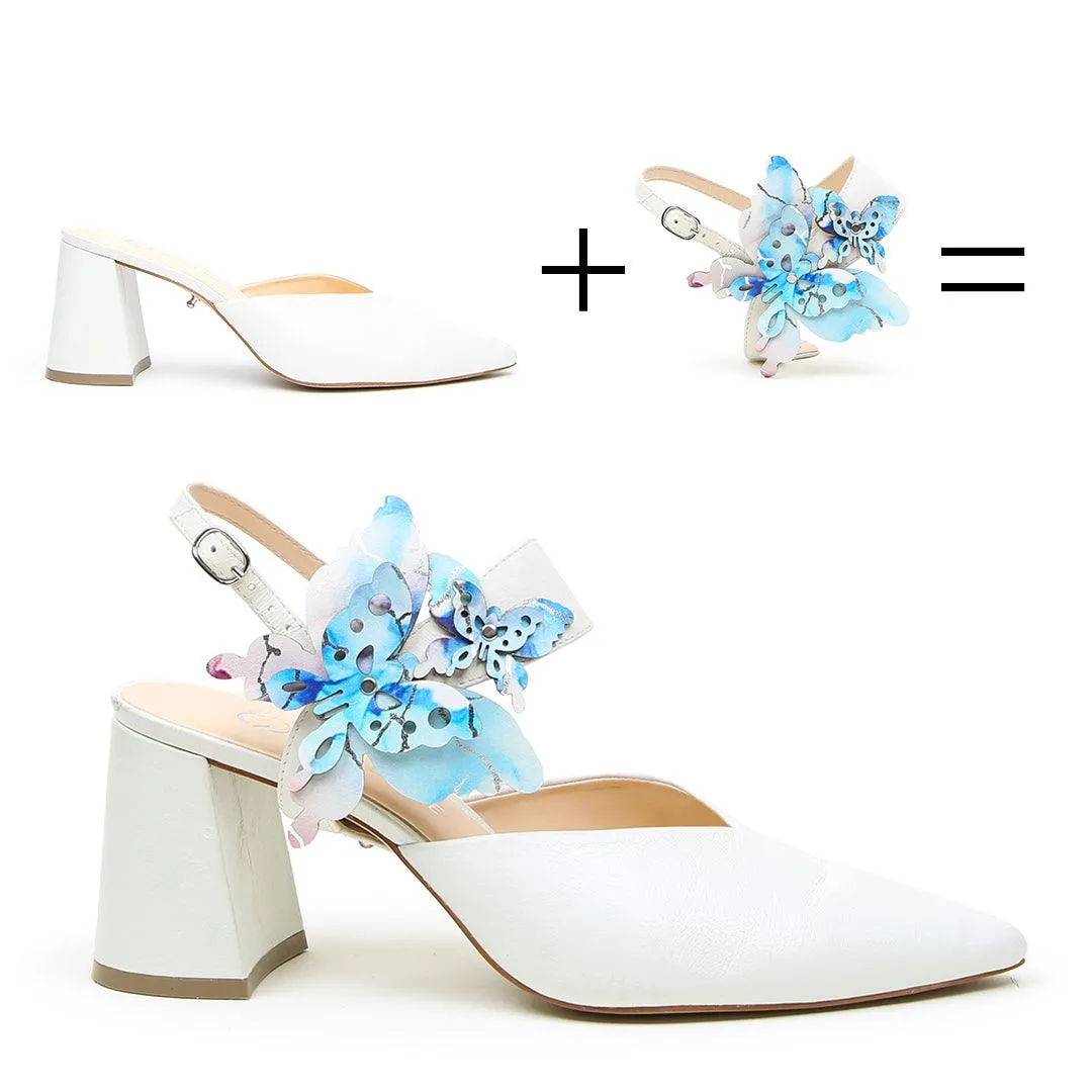 White V Mule   Butterfly Elsie Strap