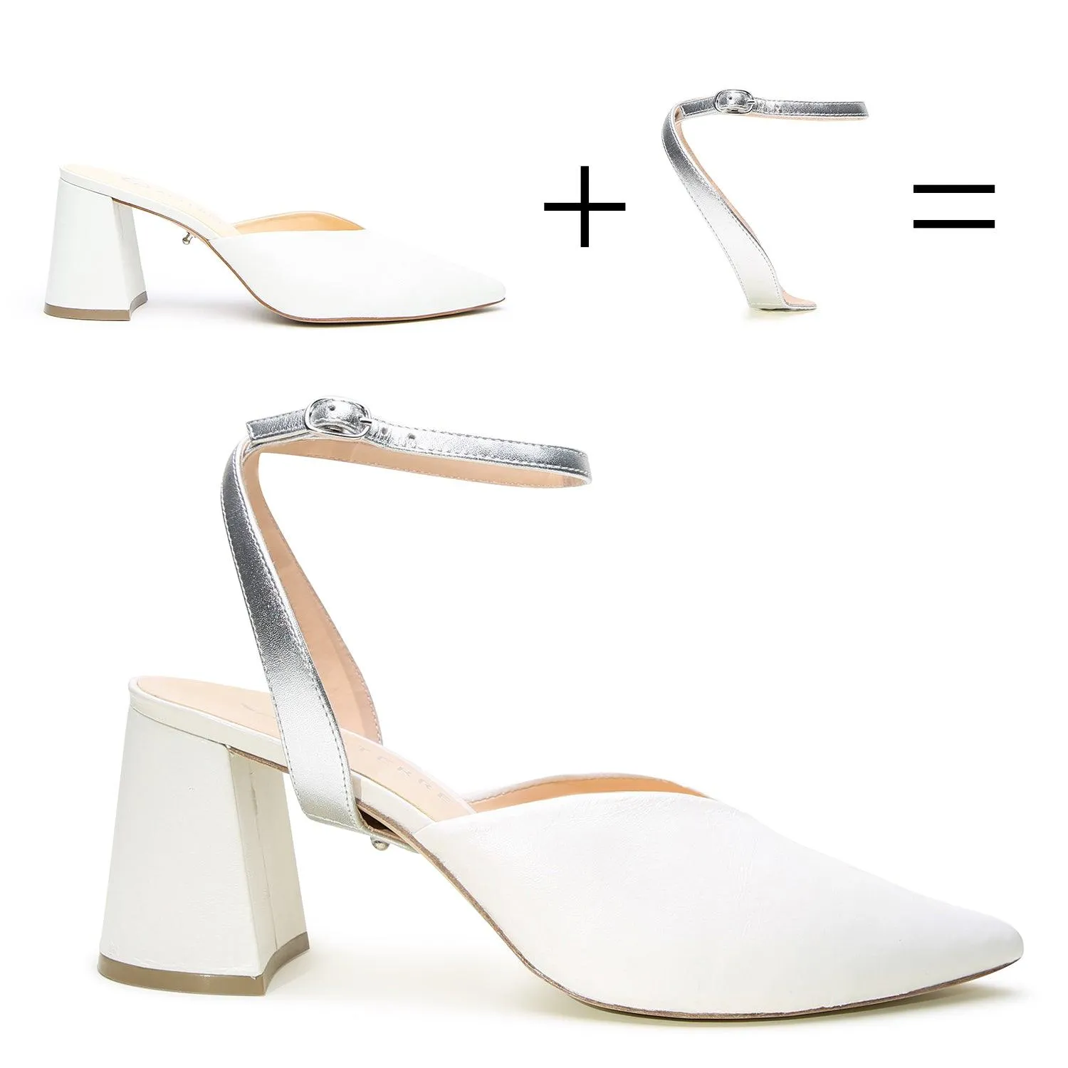White V Mule   Silver Marilyn Strap