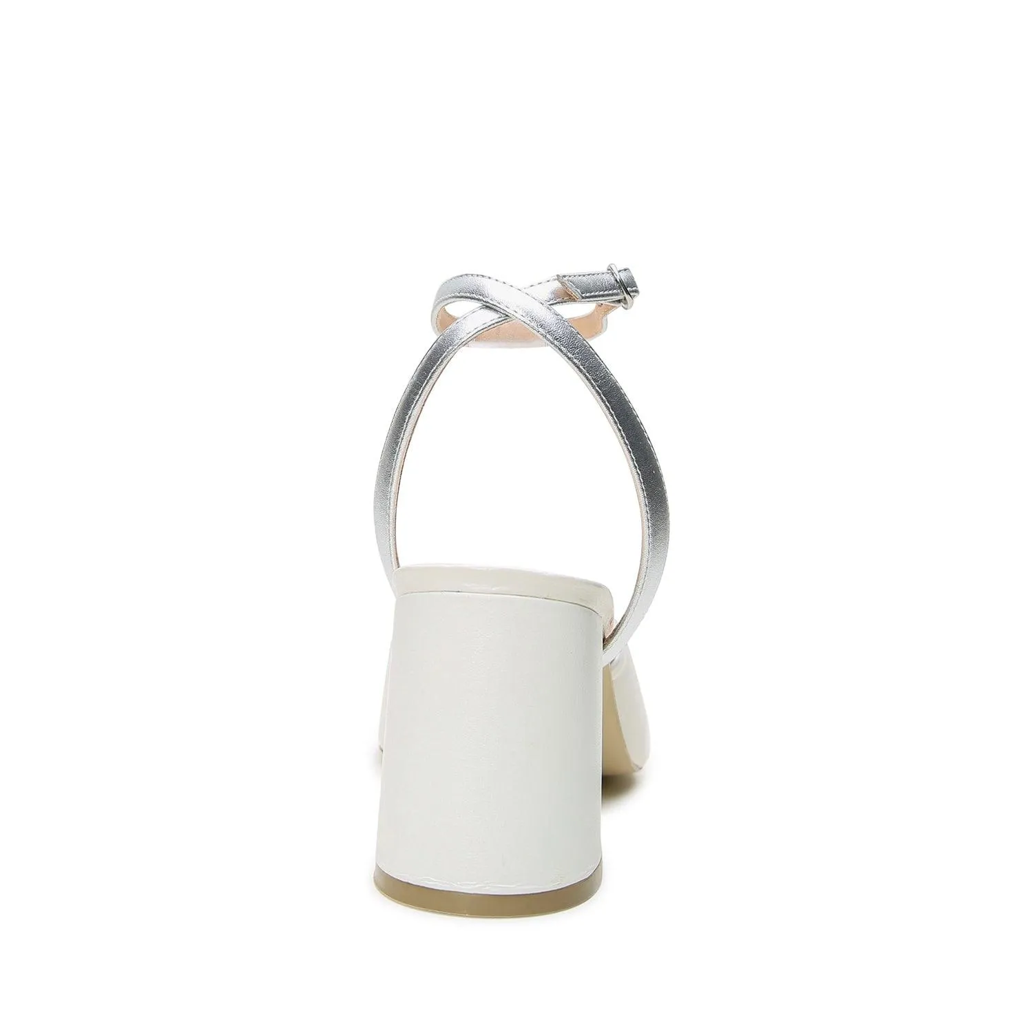 White V Mule   Silver Marilyn Strap