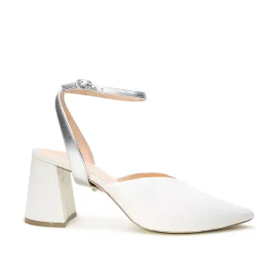 White V Mule   Silver Marilyn Strap