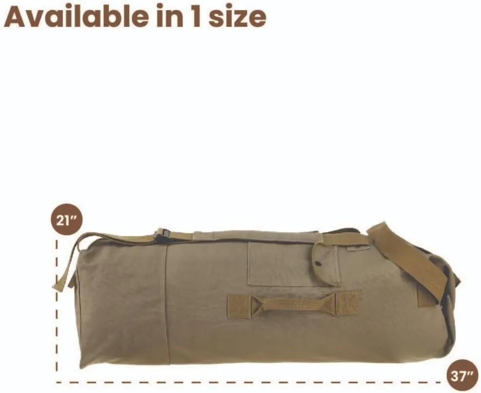 WHITEDUCK G.I Top Load Military Rucksack Style Double Strap Duffel Bag Heavy Duty and Water Resistant- Gym, Sports, Travel, Hiking, Backpacking (Olive, Standard 21" x 37")