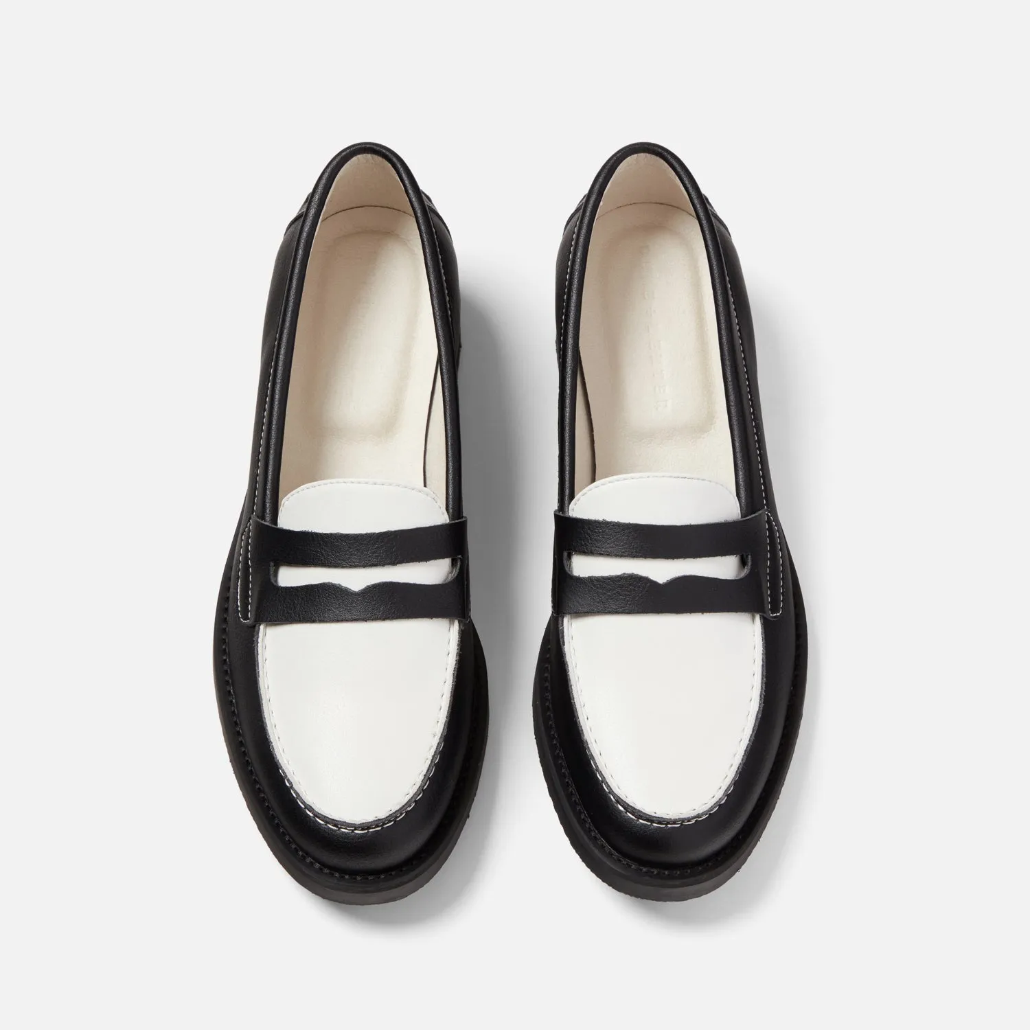 Wilde Black   White Vegan Penny Loafer - Women's