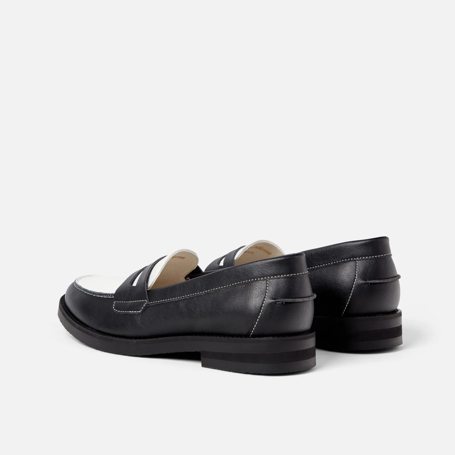 Wilde Black   White Vegan Penny Loafer - Women's