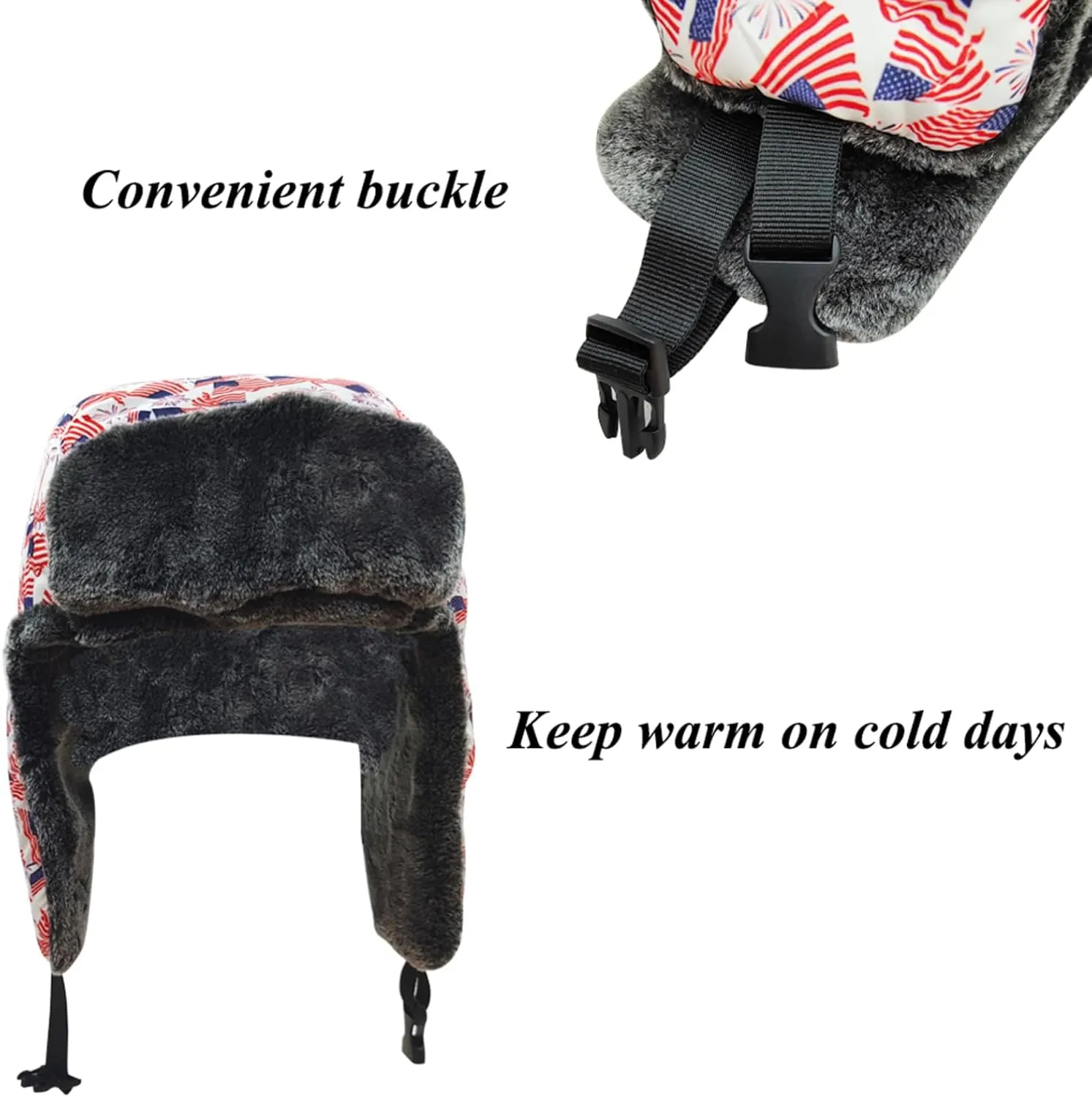 Winter Hunter Hat for Men and Women with Buttons for Cold Weather Warm Aviator Hat