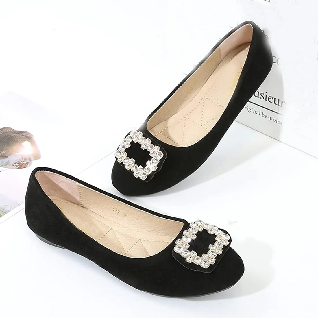Women Loafers Flat Shoes Rhinestone Bow Summer Slip ons