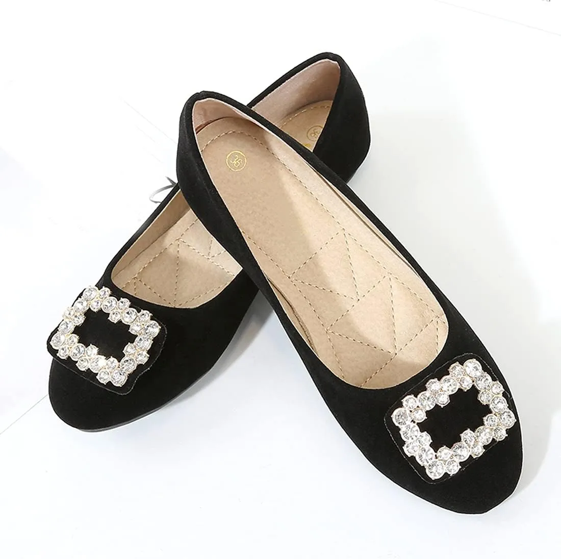 Women Loafers Flat Shoes Rhinestone Bow Summer Slip ons