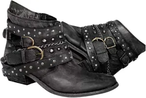 Womens Ankle Boots Vintage Casual Studded Punk Motorcycle Boots for Women Chunky Heel Buckle Strap Women Boots