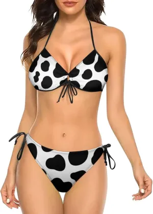 Women's Bikini Set Two Piece Swimsuit Spaghetti Strap Top Triangle Bikini Cheeky Beach Bathing Suits
