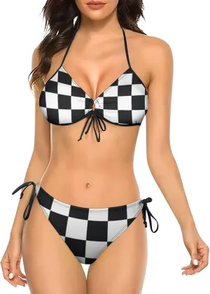 Women's Bikini Set Two Piece Swimsuit Spaghetti Strap Top Triangle Bikini Cheeky Beach Bathing Suits