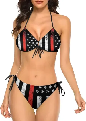 Women's Bikini Set Two Piece Swimsuit Spaghetti Strap Top Triangle Bikini Cheeky Beach Bathing Suits