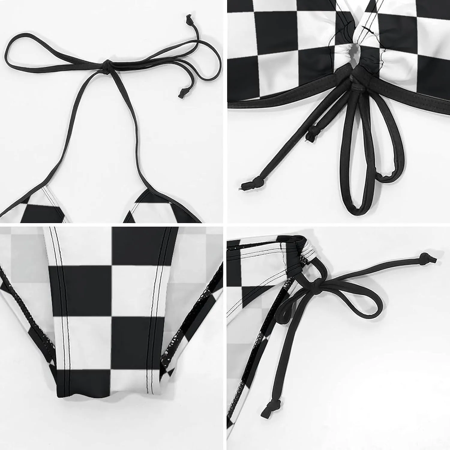 Women's Bikini Set Two Piece Swimsuit Spaghetti Strap Top Triangle Bikini Cheeky Beach Bathing Suits
