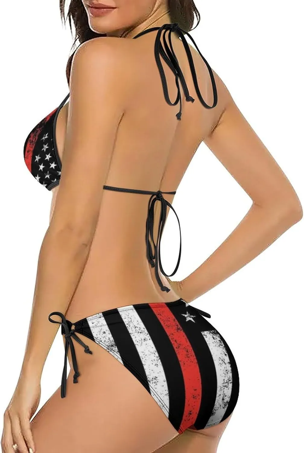 Women's Bikini Set Two Piece Swimsuit Spaghetti Strap Top Triangle Bikini Cheeky Beach Bathing Suits