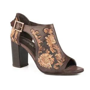 Women's Brown Floral Open Sandal - Roper