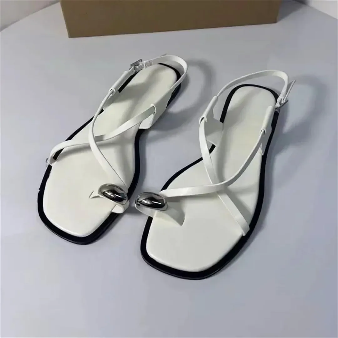 Womens Buckle Strap Back Strap Flat Heel Open Side Vamp Gladiator Sandals PU Upper Metal Decoration Rome Casual Summer Sandals