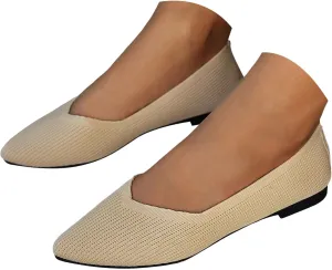 Women's Flats Shoes Comfortable Dress Shoe Pointed Toe Flat Ballet Mesh Knit Dressy Slip on Business Casual Shoes