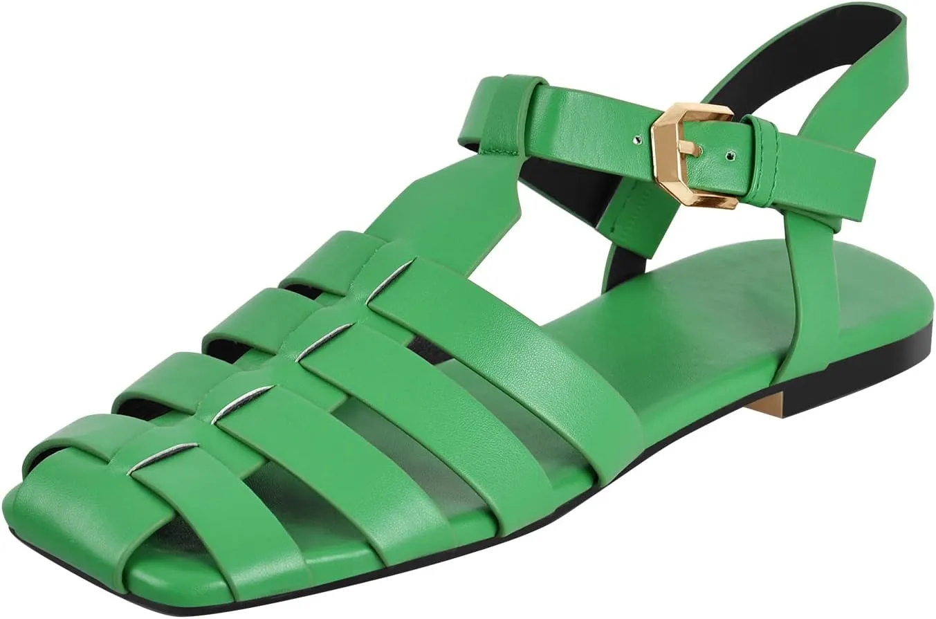 Women's Gladiator Flatform Pumps T-Strap Ankle Strappy Slingback Party Dressy Summer Roman Flat Sandals