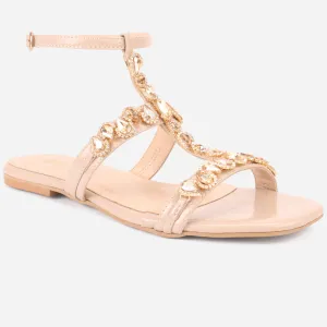 Womens "GUAZA" Embellished Ankle Strap Open Toe Sandals