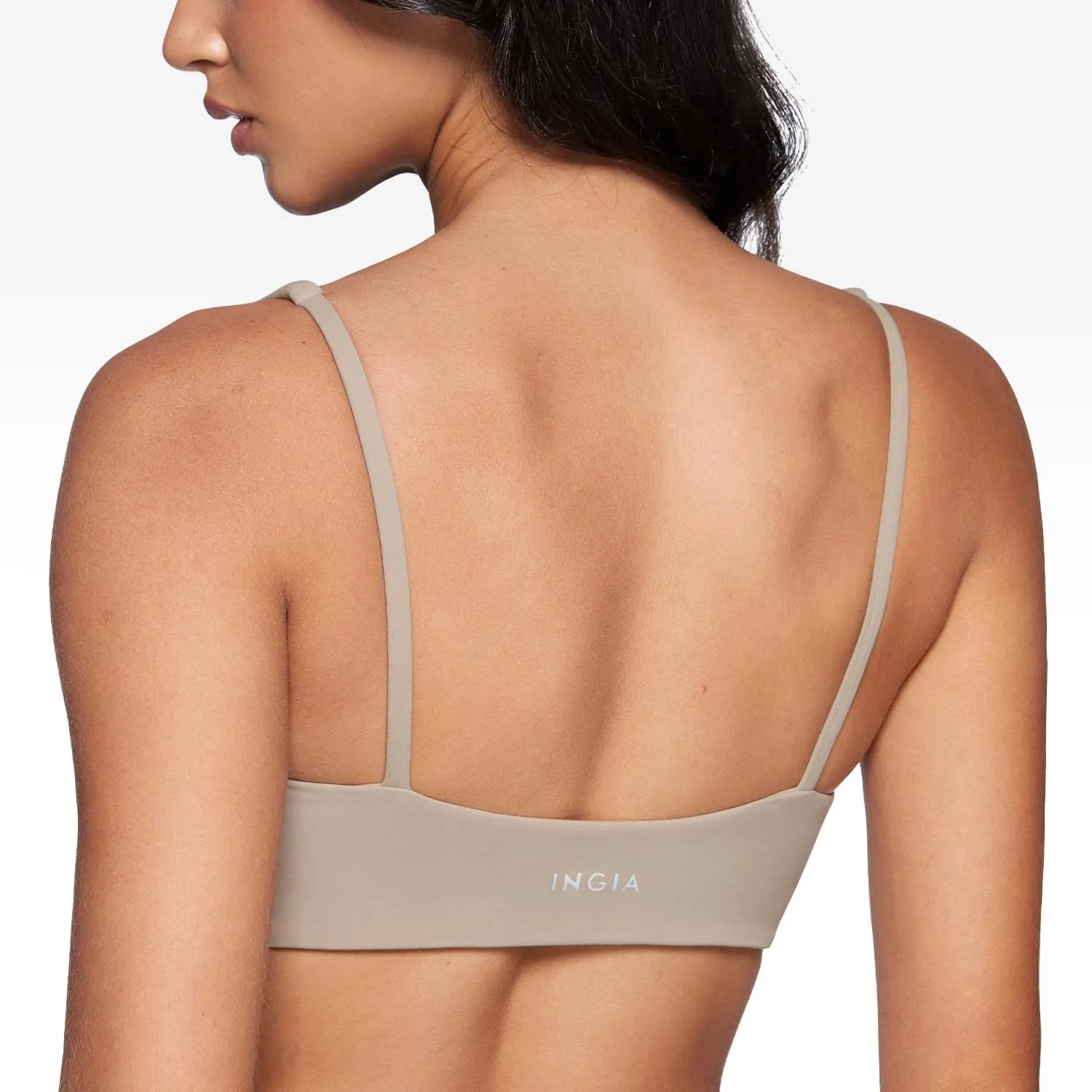 Women's Square Scoop Neck Sports Bra Thin Strap Padded Low Impact Yoga Bandeau Bra Wireless Workout Crop Top
