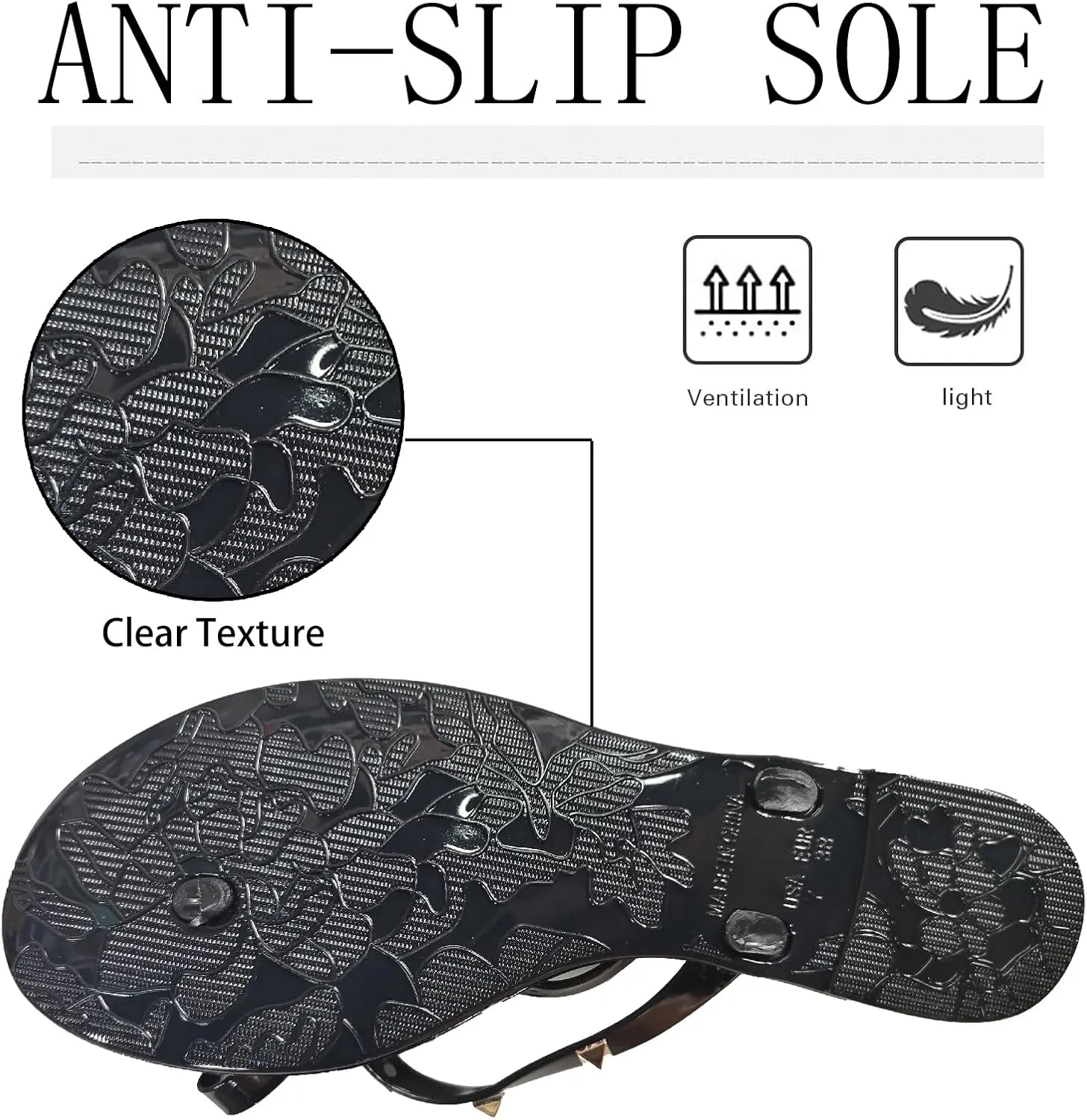 Women's Studded Bow Jelly Flat Flip Flops Fashion Comfort Open Round Toe Slip On Thong Slipper Sandals With Rivets for Summer Outdoor Beach Pool