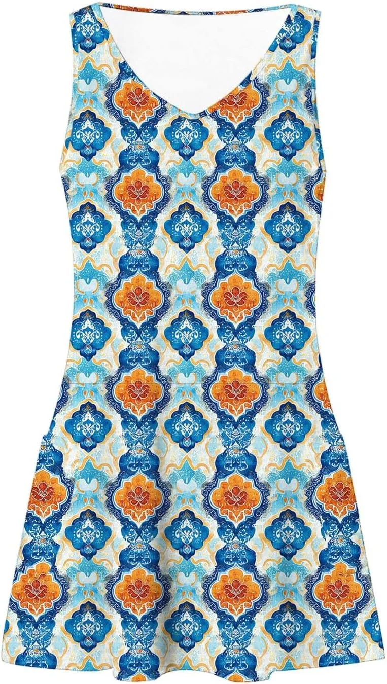 Womens Summer Dresses Strap Sleeveless Casual Sundress Floral Vintage Printed Maxi Dresses Beach Vacation Clothes