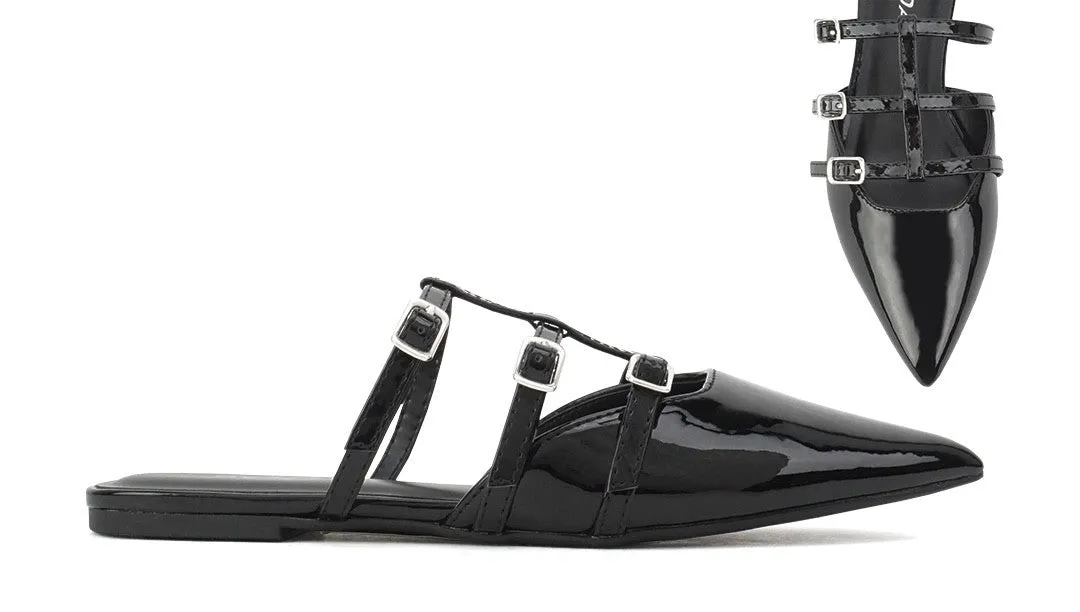 Women's T strap Point Toe Flat - ELKIES